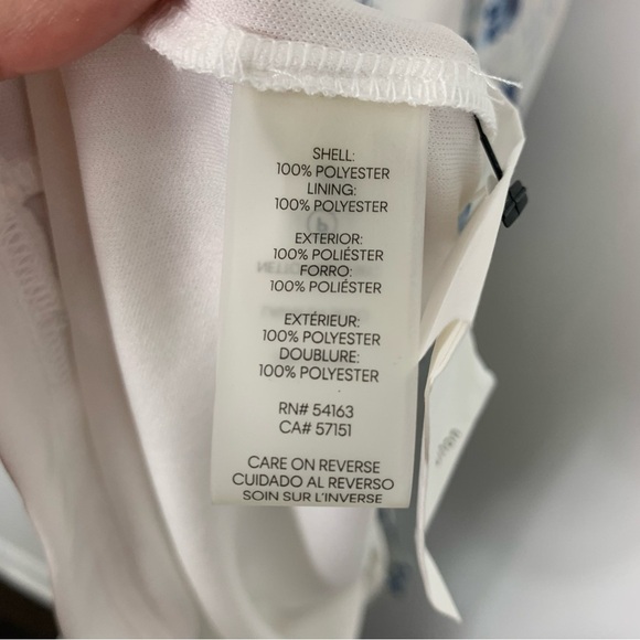 Calvin Klein High Low Midi Dress White Blue Floral Print Size 8 - Picture 10 of 12